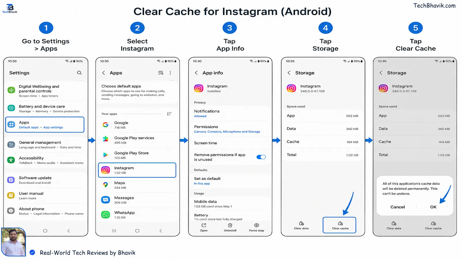 Android Hanging? 12 Hidden Tips: How To Free Up Storage Massive Space Instantly Step by step tutorial screenshot on how to clear app cache on an Android phone