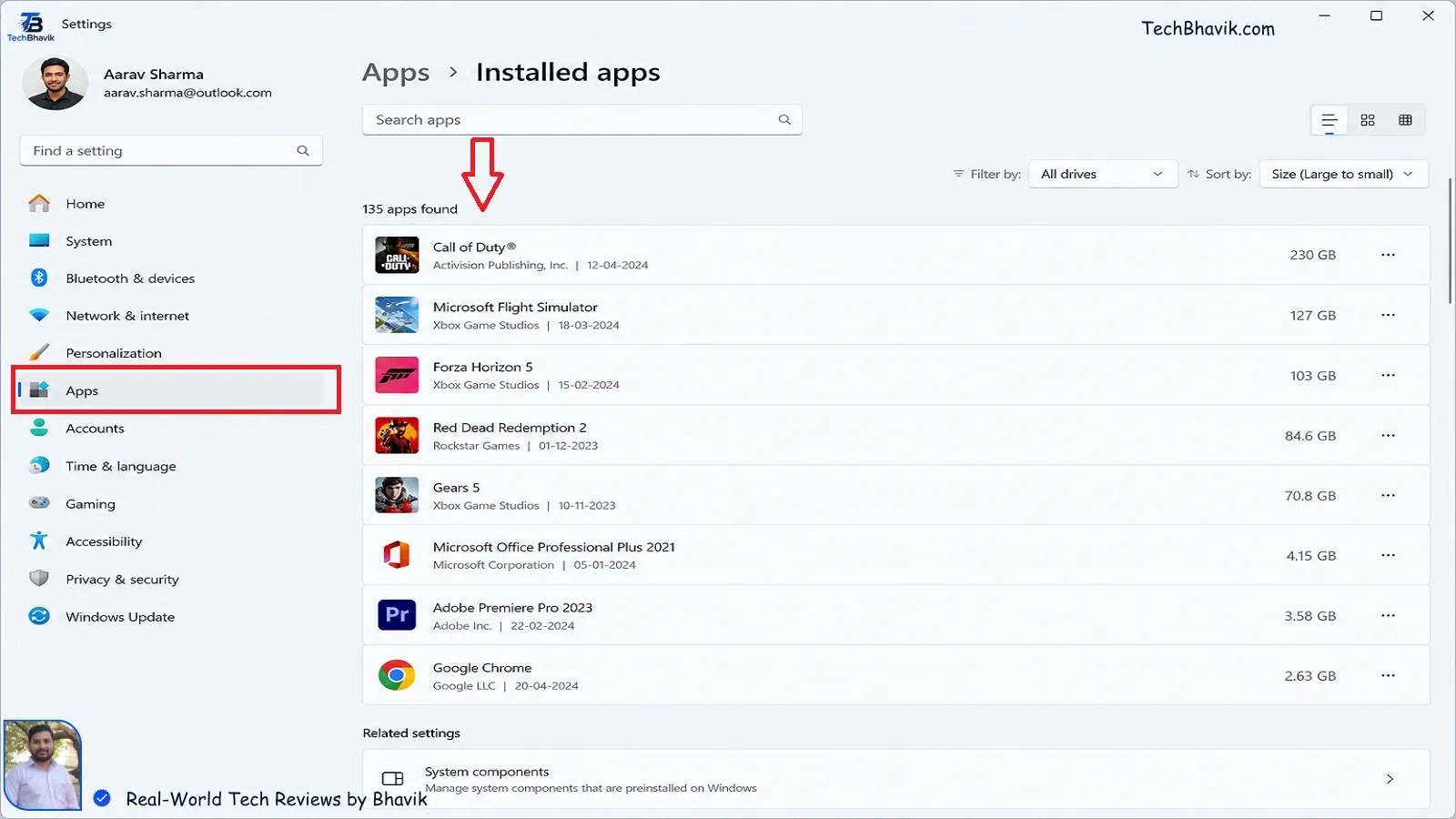 Android Hanging? 12 Hidden Tips: How To Free Up Storage Massive Space Instantly Windows 11 installed apps list sorted by size to find and uninstall large programs