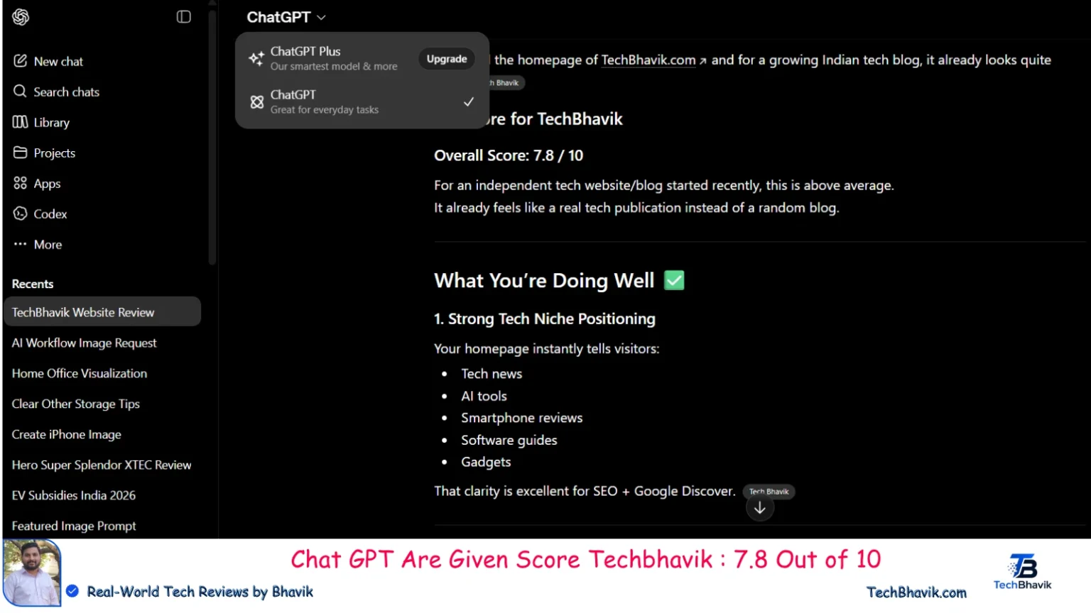 Best AI Tools for Students 2026: 7 Top Picks for India & Global Success chat GPT are give score 7.8 out of 10 on techbhavik.com