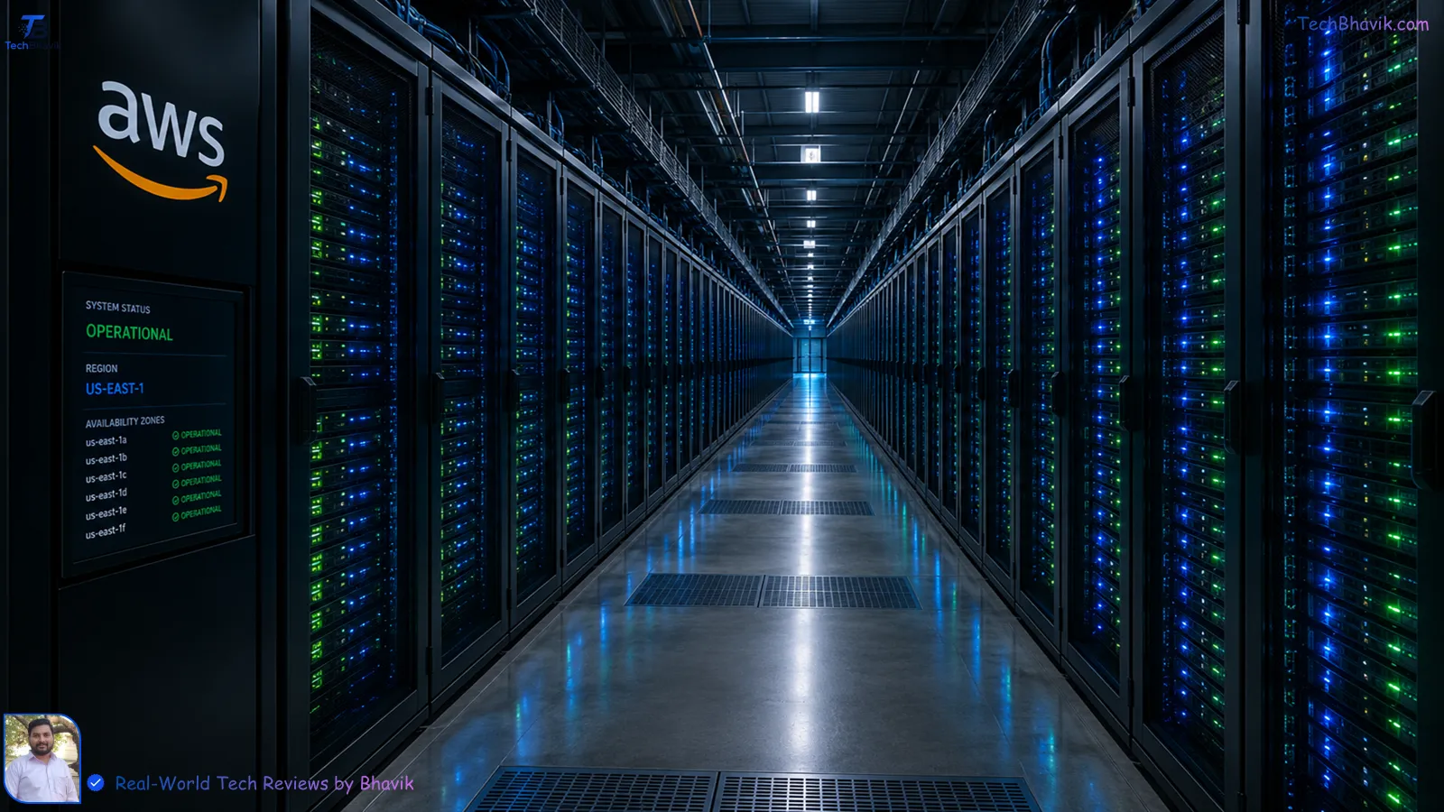 The 10 Largest Tech Companies in the World: 2026 Rankings & Beyond An expansive Amazon Web Services AWS cloud data center server room with glowing blue lights