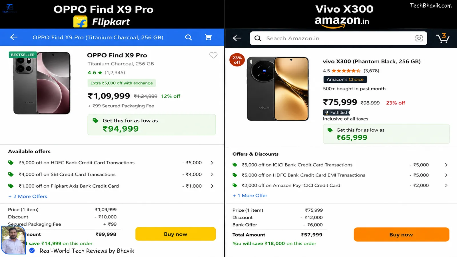 OPPO F35 Pro 5G coming soon: 10,000mAh , Snapdragon 4 Gen 5 and 120Hz OLED Screenshot comparison of OPPO Find X9 Pro and Vivo X300 effective prices during Flipkart and Amazon sale with bank offers in India