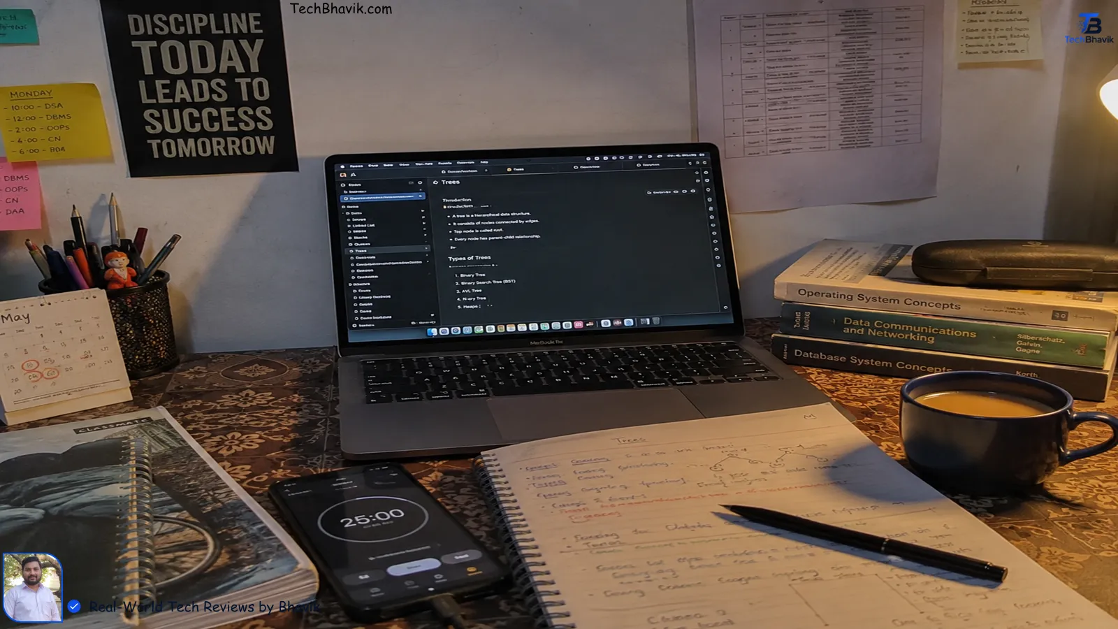 15 Best Apps for Studying (Free & Paid) — Tested and Ranked A real student study setup with a laptop showing study notes, a smartphone tracking focus time, and an open notebook.