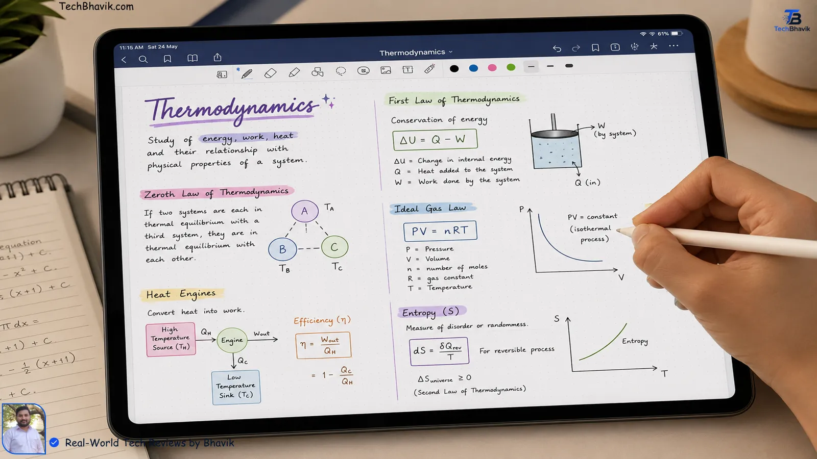 15 Best Apps for Studying (Free & Paid) — Tested and Ranked Digital handwritten study notes with mathematical equations and colorful science diagrams on a tablet.