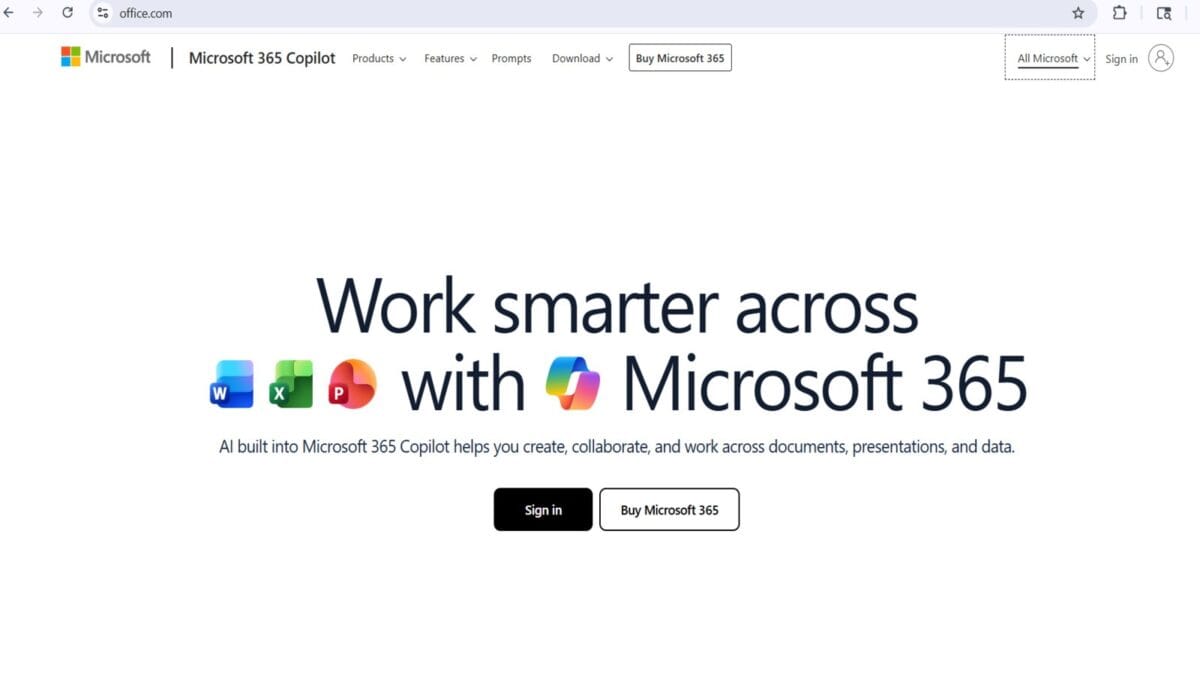 how to set up free Microsoft Office, A laptop screen displaying the Microsoft 365 dashboard with Word, Excel, and PowerPoint icons, illustrating how to set up Microsoft Office for free.