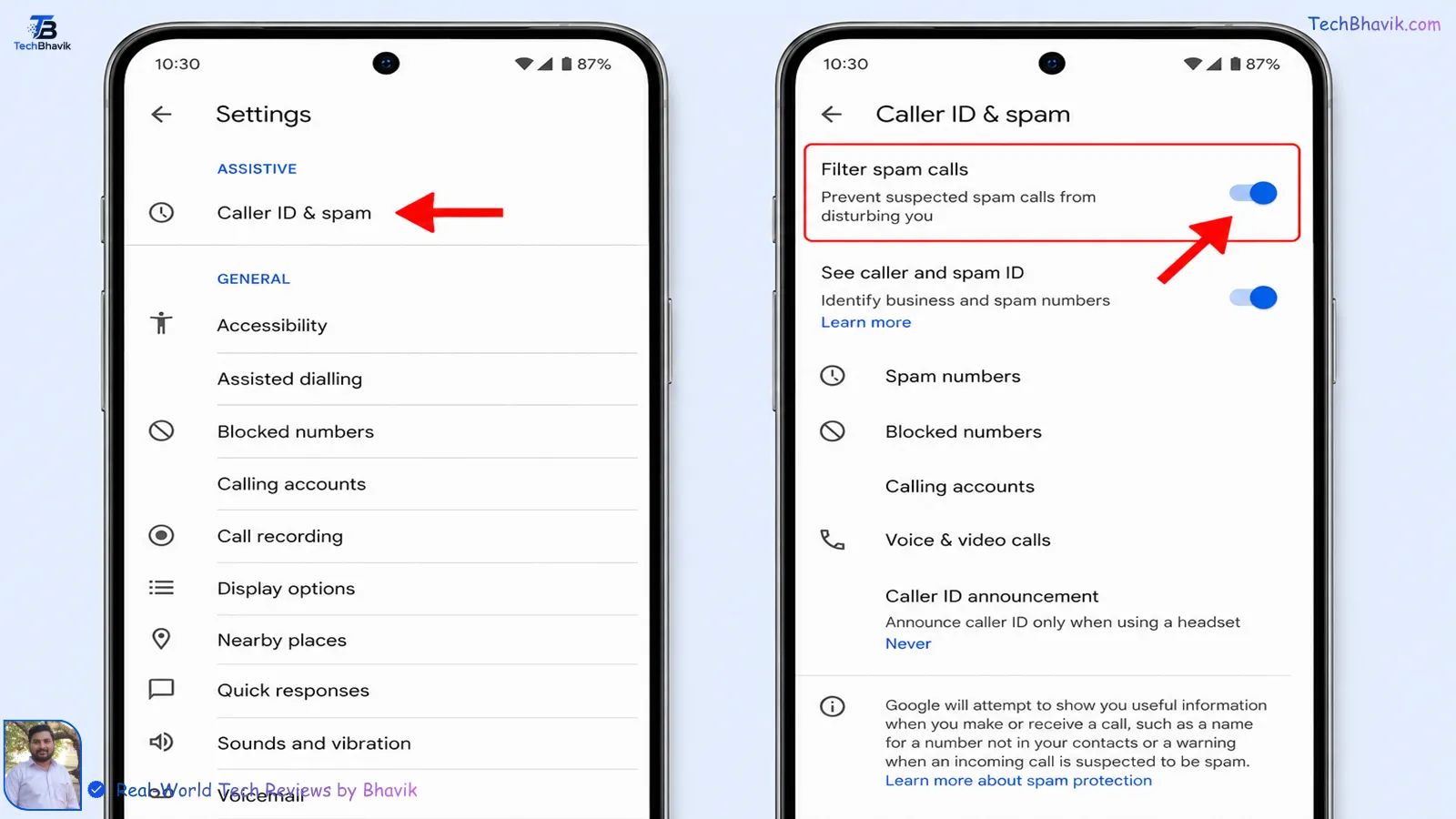 How to enable built-in spam call filter on Stock Android settings