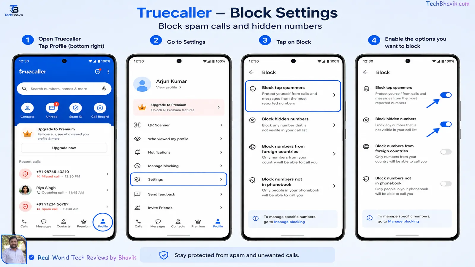 Optimized Truecaller block settings configuration for blocking Indian spam callers