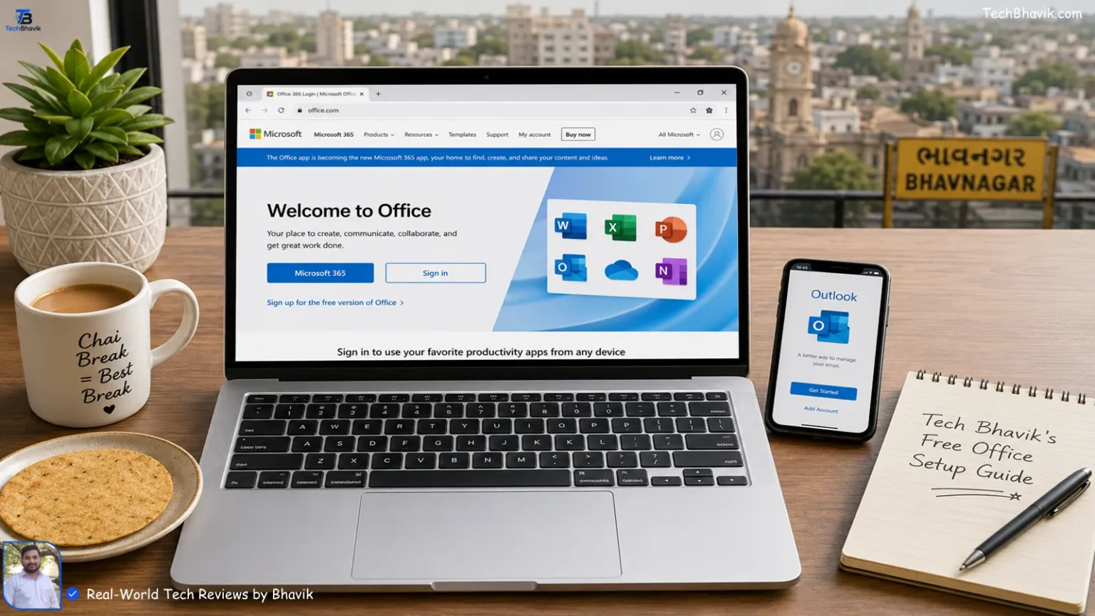 How to Set Up Free Microsoft Office in 2026 — Every Legitimate Method, Ranked how to set up free Microsoft Office, A laptop screen displaying the Microsoft 365 dashboard with Word, Excel, and PowerPoint icons, illustrating how to set up Microsoft Office for free.