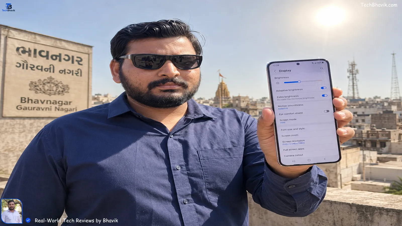 World Top Mobile Companies Ranked: From Value Kings to Luxury Beasts World top mobile companies Bhavik holding a Samsung Galaxy phone under the bright Gujarat sun to test display brightness