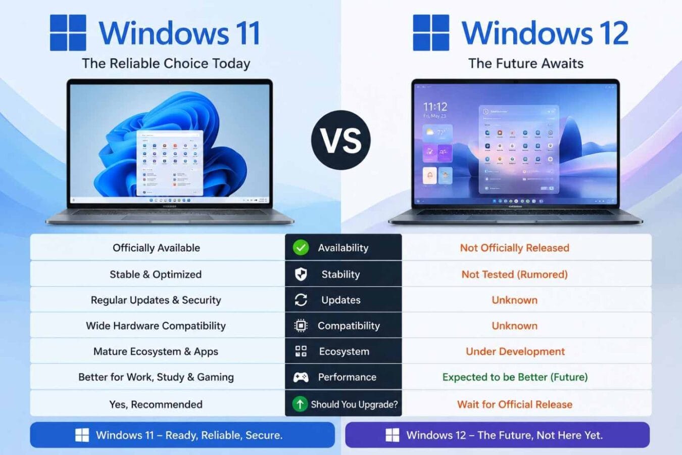Windows 11 vs Windows 12