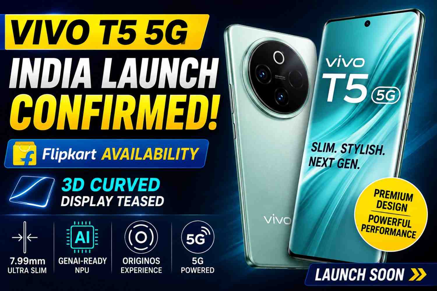 Vivo T5 5G Is Coming to India: Slim 7.99mm Design and Curved Display Teased vivo t5 5G mobile